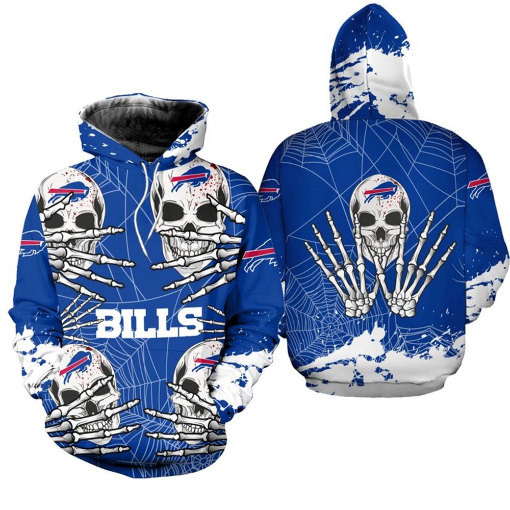 Scary Skull For Halloween Graphic Buffalo Bills Hoodie, A Must-Have For Fans