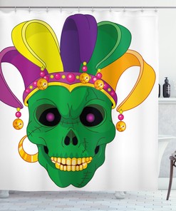 Scary Skull Mask Mardi Gras Print Shower Curtain for Bathroom