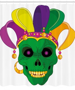 Scary Skull Mask Mardi Gras Print Shower Curtain for Bathroom