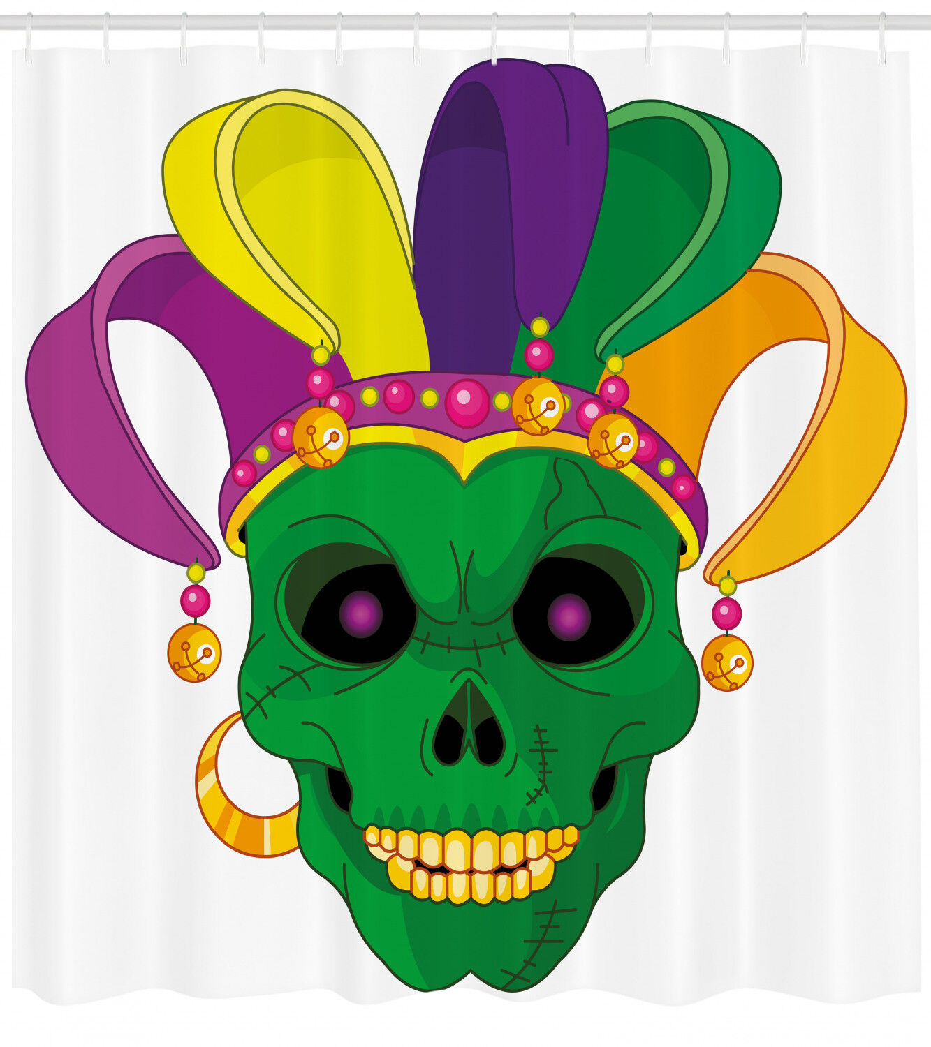 Scary Skull Mask Mardi Gras Print Shower Curtain for Bathroom