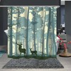 Scenic Forest Print Shower Curtain With Deer And Nature-Themed Design