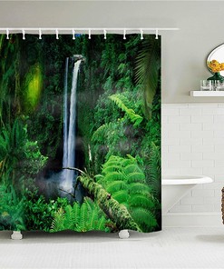Scenic Forest Waterfall Shower Curtain for a Relaxing Bathroom Decor