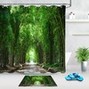 Scenic Green Bamboo Forest Road Path Shower Curtain For Bathroom 