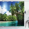 Scenic Mahe Island Lake Palms Jungle Shower Curtain for Nature Inspired Bathroom Decor 