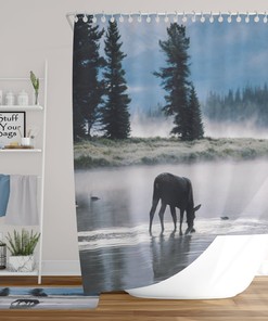 Scenic Moose Lake Shower Curtain for Bathroom Decor
