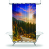 Scenic Mountain And Asphalt Road Shower Curtain With Waterproof Fabric For Your Bathroom
