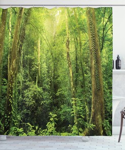 Scenic Rainforest Landscape Print Shower Curtain for Bathroom