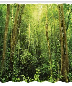 Scenic Rainforest Landscape Print Shower Curtain for Bathroom