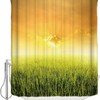 Scenic Rice Field And Sunset Shower Curtain For Rural Bathroom Decor