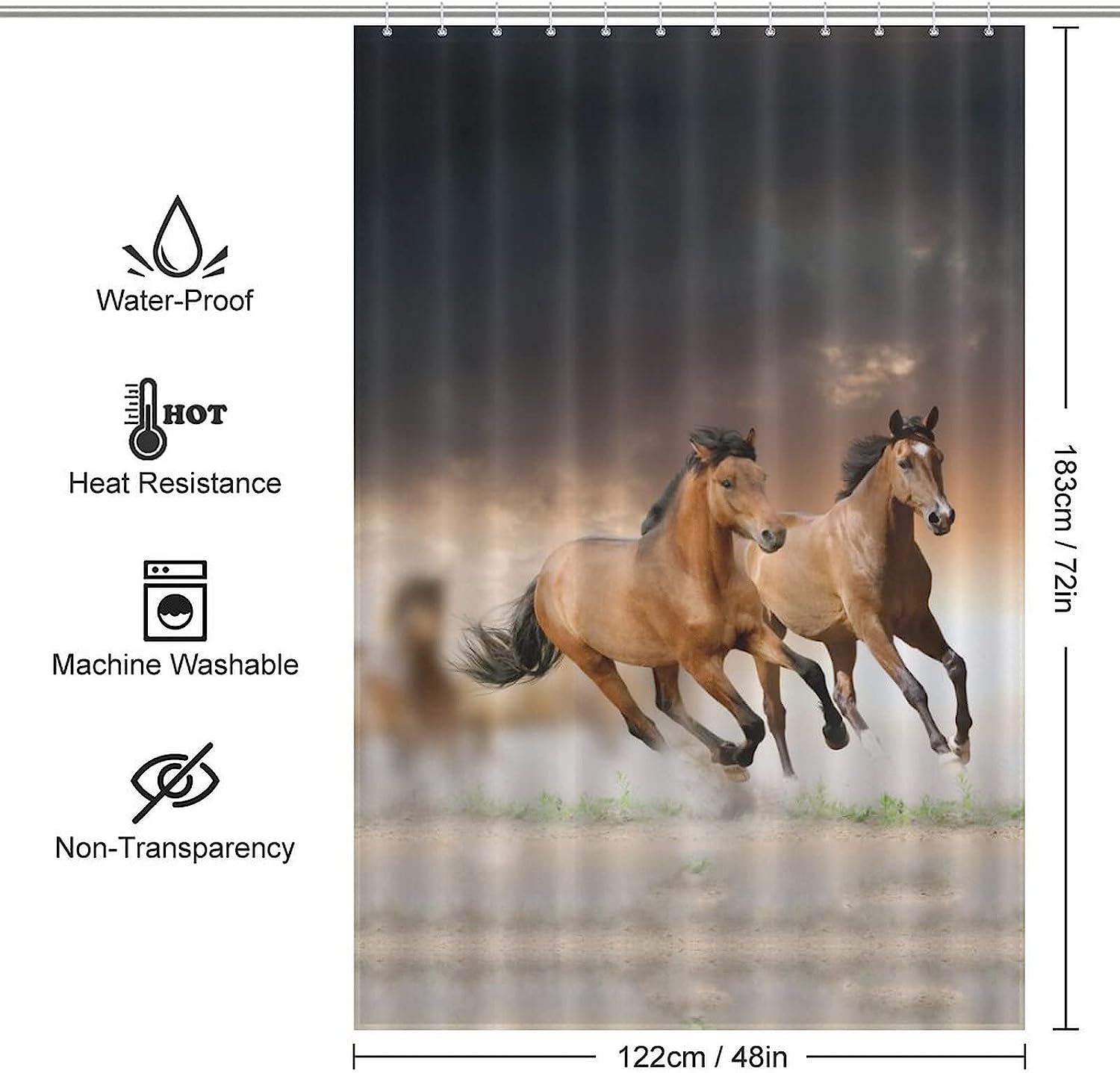 Scenic Running Horse at Sunset Shower Curtain for Bathroom