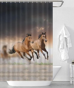 Scenic Running Horse at Sunset Shower Curtain for Bathroom