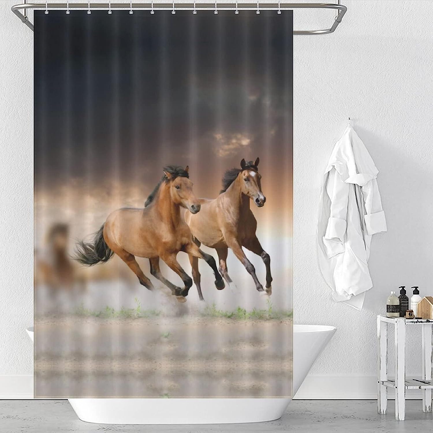 Scenic Running Horse at Sunset Shower Curtain for Bathroom