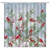 Scenic Snowy Day With Cardinals On Pine Tree Branches Shower Curtain