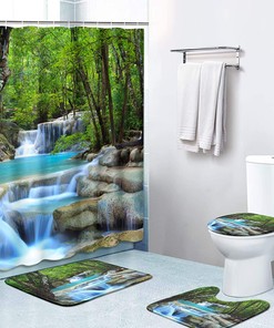 Scenic Waterfall Durable Waterproof Shower Curtain For Bathroom Decor