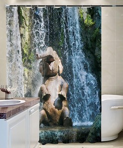 Scenic Waterfall Elephant Shower Curtain For Nature Lovers