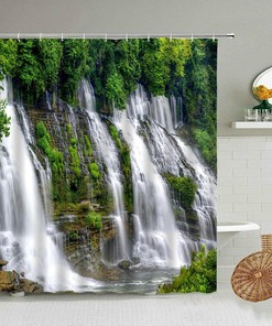 Scenic Waterfall Shower Curtain, Bring Nature To Your Bathroom With This Waterproof Screen