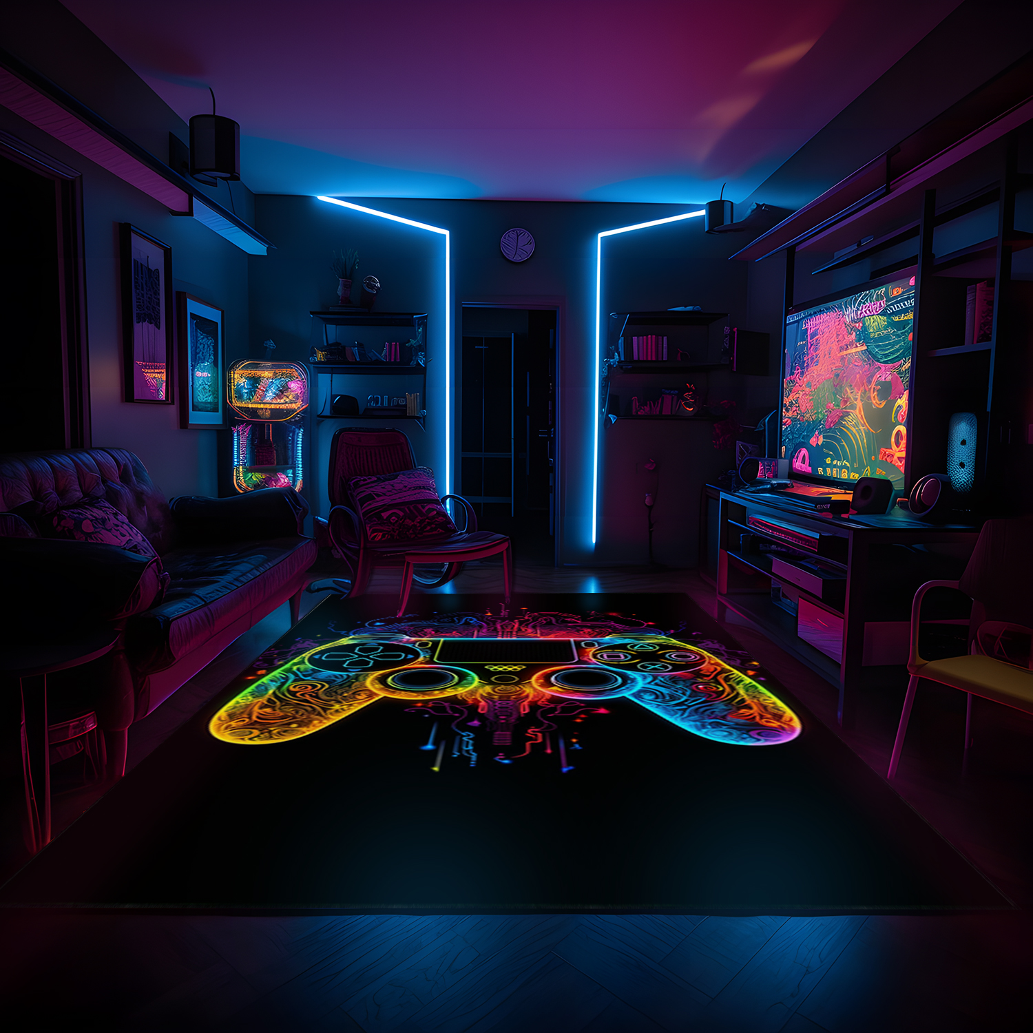Score Big with Customized Game Room Controller Rugs for Boys Bedrooms - Premium Quality - Upgrade Your Room Decor