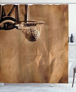 Scoring Sports Competition Basketball Shower Curtain In Sepia