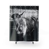 Scottish Cow Shower Curtain In Black And White, Perfect Decoration For Your Farmhouse Bathroom