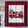 Scottish Red Car Shower Curtains Love Heart for Bathroom Stall Decor 