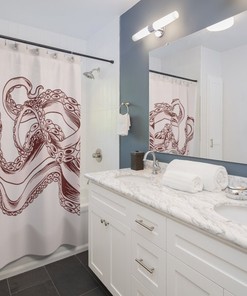 Scuba Art Octopus Shower Curtain for a Nautical Bathroom.