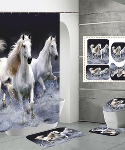 Sea Animal Shower Curtain with Steed Horse Theme 