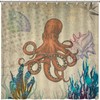 Sea Animal Vintage Shower Curtain with Octopus and Conch - Retro Bath Curtain for Hotel or Restroom