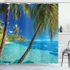 Sea Beach Palm Trees Print Shower Curtain for a Coastal Bathroom