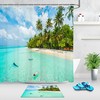Sea Beach Swimming Shower Curtain for Coastal Bathroom Decor
