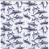 Sea Blue Sharks Waterproof Fabric Shower Curtain Set