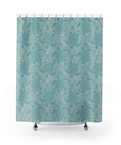 Sea Foam Green Shower Curtain with Lively Sea Turtle Print for Relaxing Bathroom Decor