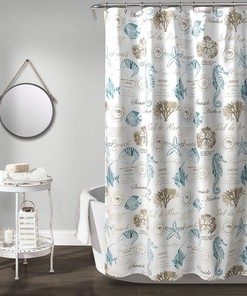 Sea Horse Shower Curtain- Nautical Themed Bathroom Decoration 