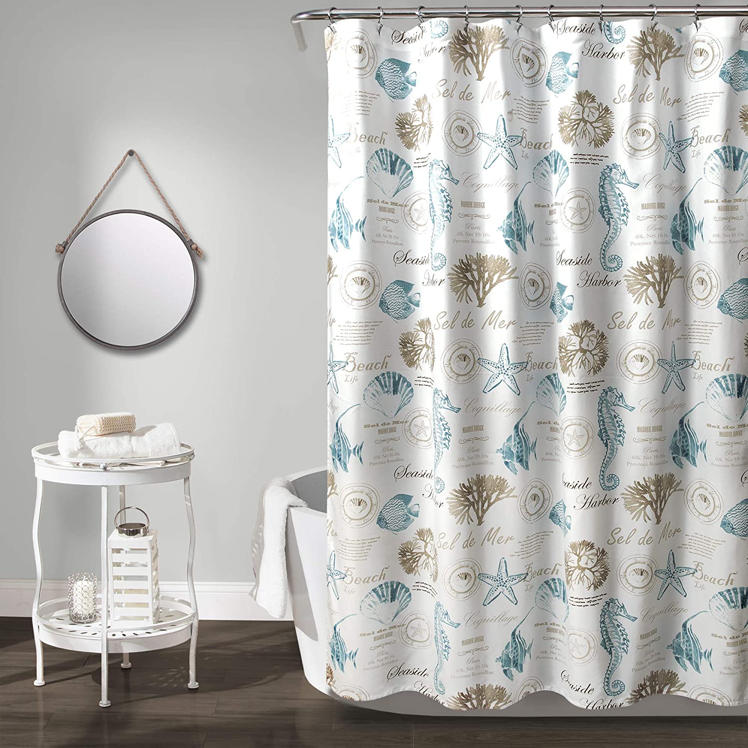 Sea Horse Shower Curtain- Nautical Themed Bathroom Decoration