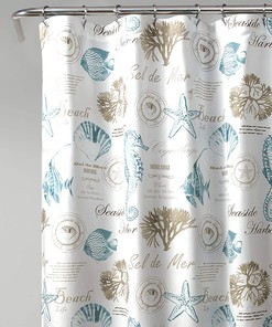 Sea Horse Shower Curtain- Nautical Themed Bathroom Decoration