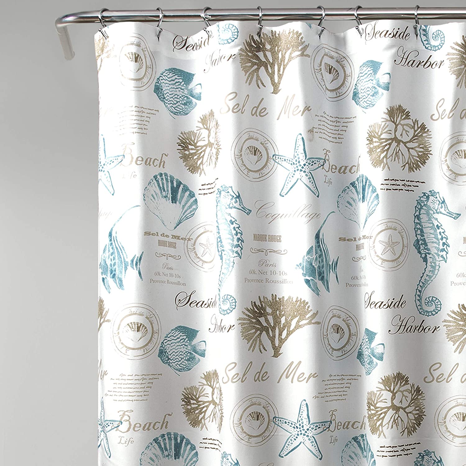 Sea Horse Shower Curtain- Nautical Themed Bathroom Decoration