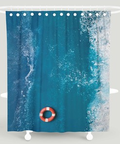 Sea Image Art Raincoat Anti-Mold Waterproof Fabric Shower Curtain
