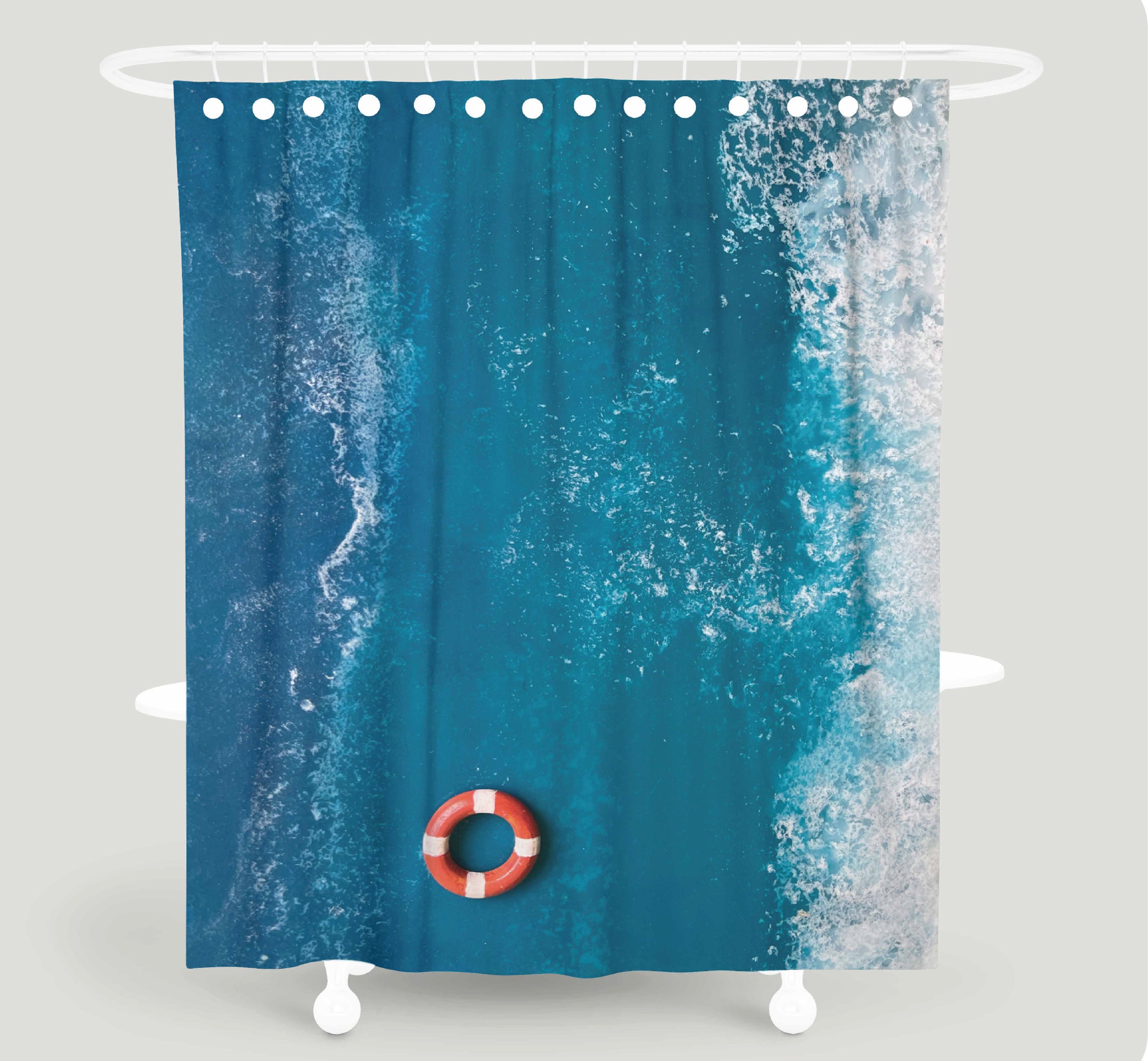Sea Image Art Raincoat Anti-Mold Waterproof Fabric Shower Curtain