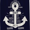 Sea Life Academy Since 1978 Anchor Shower Curtain - LB Nautical Navy Blue Ocean Themed Bathroom Decor