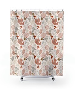 Sea Life Print Shower Curtain Creative Fabric for Underwater Themed Bathroom Decor