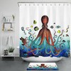 Sea Life Shower Curtain featuring Sea Turtles, Octopus, and Fish for a Tropical Bathroom