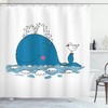 Sea Mammal with Seagull Print Whale Shower Curtain for Coastal Home Decor 
