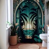 Sea Mist Tropical Art Deco Floral Chic Shower Curtain, perfect Housewarming Gift with Bathroom Theme 