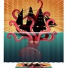 Sea Monster Octopus Sailing Ship Print Shower Curtain For Bathroom Tub Set