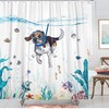 Sea Ocean Shower Curtain With Diving Dog - Waterproof Fabric Bathroom Curtain For Animal And Ocean Lovers