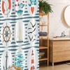 Sea Set Fishes Life Gulls Lighthouse Marine Inspired Maritime Theme Red And Blue Nautical Stall Shower Curtain