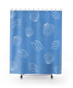 Sea Shell Shower Curtain, Coastal Bath Decor for a Beach-Themed Bathroom