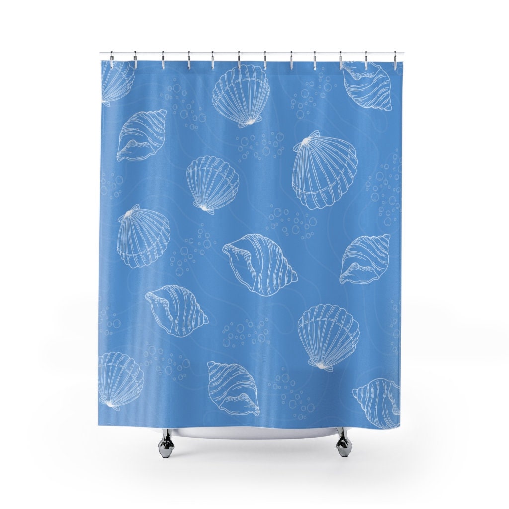 Sea Shell Shower Curtain, Coastal Bath Decor for a Beach-Themed Bathroom