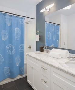 Sea Shell Shower Curtain, Coastal Bath Decor for a Beach-Themed Bathroom