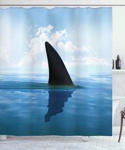 Sea Surface Danger Print Shark Shower Curtain for Your Bathroom