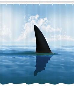 Sea Surface Danger Print Shark Shower Curtain for Your Bathroom